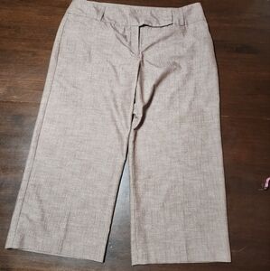 AB Studio Women's Pants Cropped Medium Brown Mid-rise Straight Leg Capri